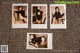 A group of four polaroids of a woman in lingerie.